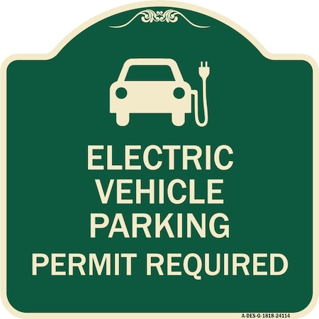 Signmission Electric Vehicle Parking Permit Required Heavy-Gauge Aluminum Sign, 18" x 18", G-1818-24114 A-DES-G-1818-24114